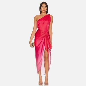 Baobab Collection One Shoulder Dress in Pink and Orange